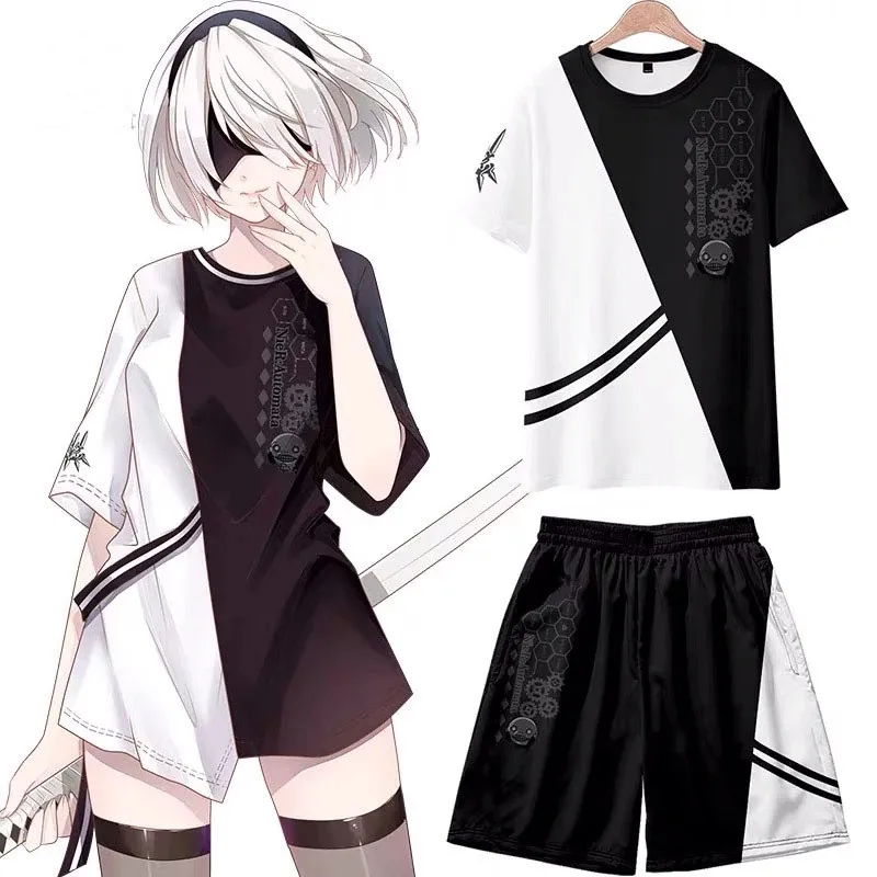 

Игра ниус: Automata YoRHa No. 2 Тип B футболка и шорты косплей футболка с коротким рукавом Повседневная одежда Харадзюку футболка костюм
