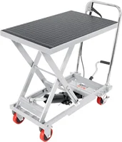 Hydraulic Lift Table Cart 500lbs Capacity 28.5" Lifting Height Manual Single Scissor Lift Table with 4 Wheels and Non-Slip Pad 1