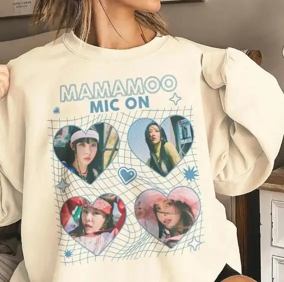 

MAMAMOO Mic On Sweatshirt Kpop Hwa Sa Solar Moon Byul Whee In Print Hoodie Women Men Korean Fashion Autumn Pullovers Sweatshirt