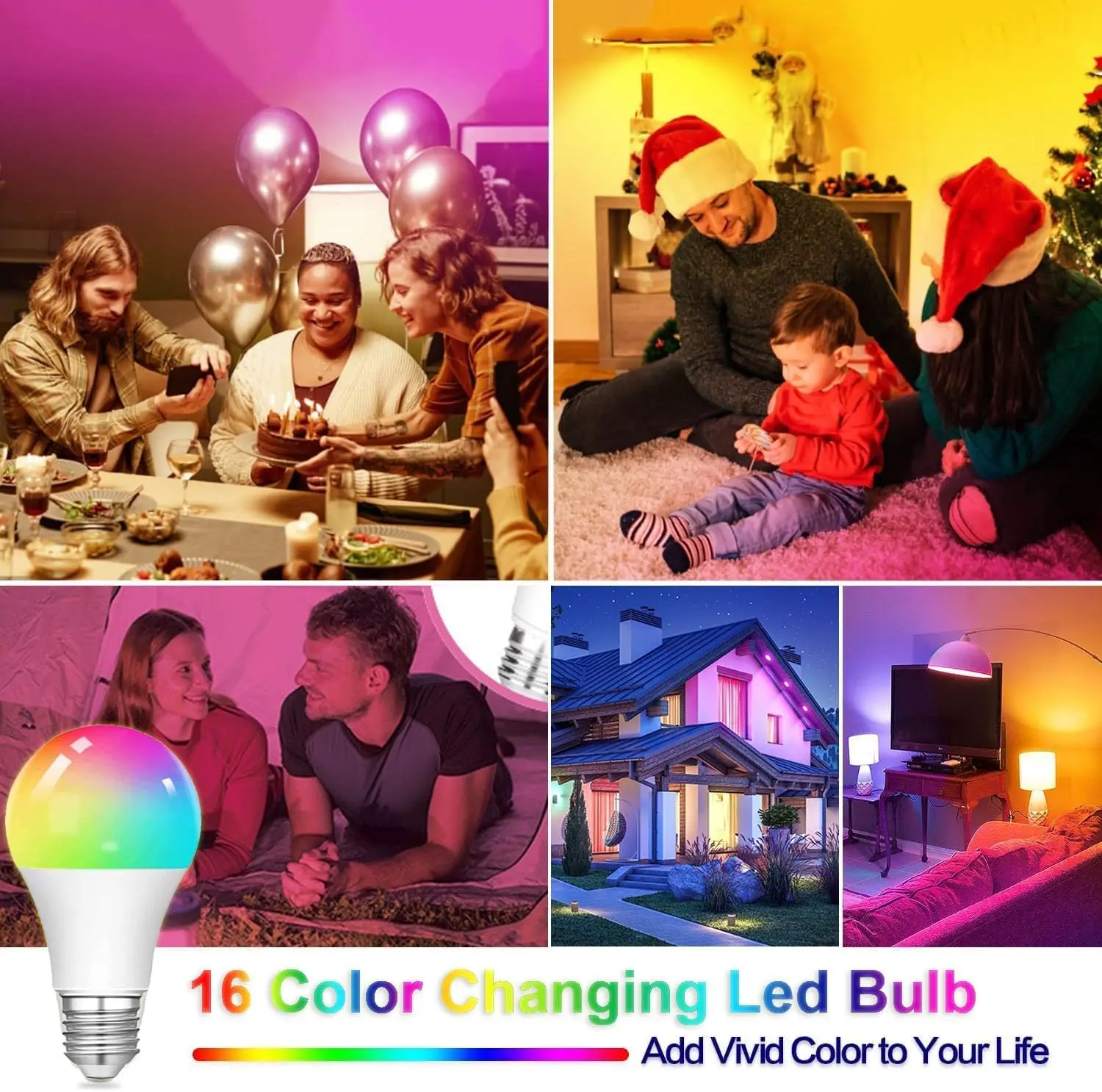 E27 Smart Light Bulbs, Bluetooth Color Changing Light Bulbs, Warm RGBW Color Changing LED night Lamp for Bedroom and Home