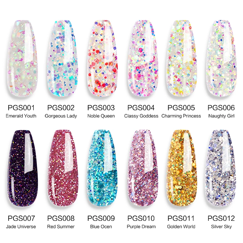 LIMEGIRL 15ml Nail Extension Gel Set with UV LED Light Nail Thickening Sequin Glitter Gel Set Vernis Semi-Permanent Manicure Kit 4