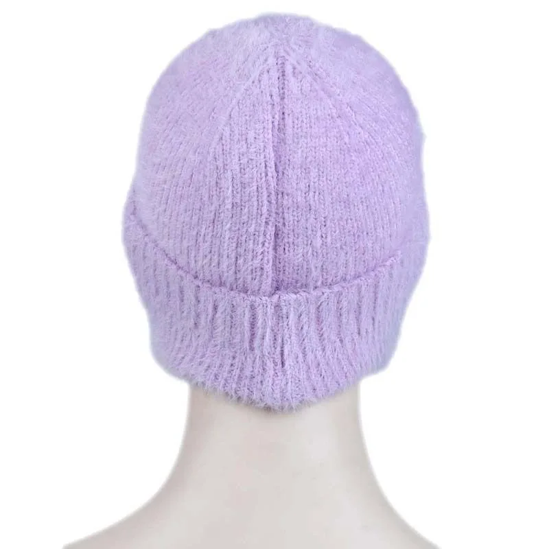 New Women Candy Colors Earflap Winter Hat Fashion Faux Fur Knitted Hat Kpop Style Soft Beanie Hats Female Streetwear Cap