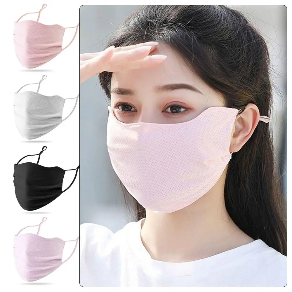 1Pcs Solid Color Anti-UV Face Shield Ice Silk Sun Protection Driving Face Mask Summer Sunscreen Mask Women Sun Hats