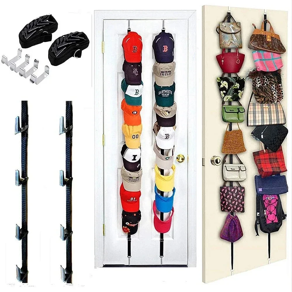 Adjustable Over Door Hook Rope Hanging Hat Baseball Cap Rack Holder Organizer 1Pc storage hook,door hook,hat rack