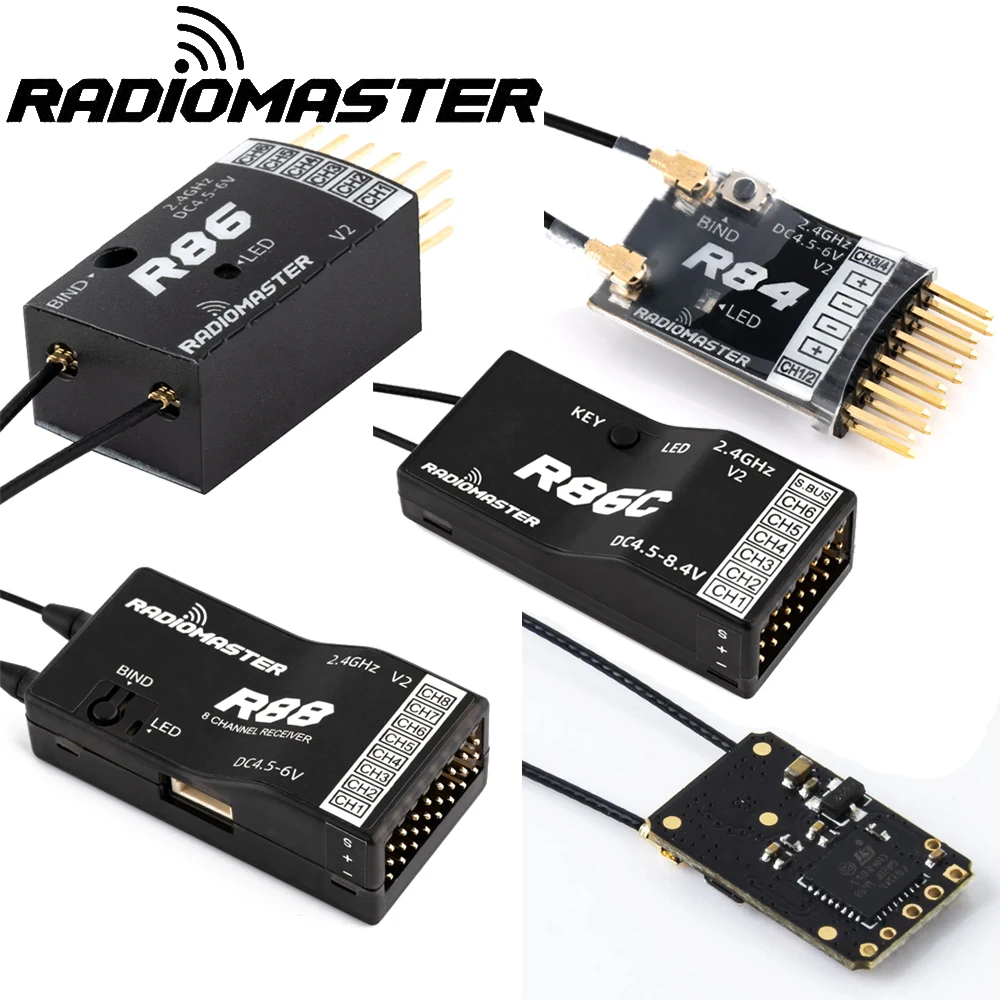 Radiomaster R81 R84 R86 R86C R88 V2 4,5-6 В 2,4 ГГц 4-канальный/6-канальный/8-канальный приемник SBUS RSSI V2.0 для FRSKY D8 D16 TX16S SE RC FPV дронов