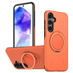 Premium Rotating Magnetic Stand Phone Case - Dual Layer Shockproof Protection - Galaxy A26 (Orange)