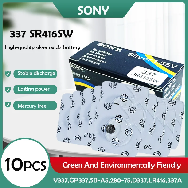 camera battery 10PCS SONY 337 SR416SW LR416 AG6 V337 GP337 LR416 1.55V Silver Oxide Battery Single Grain Packing Watch Battery Button Coin Cell dyson battery replacement