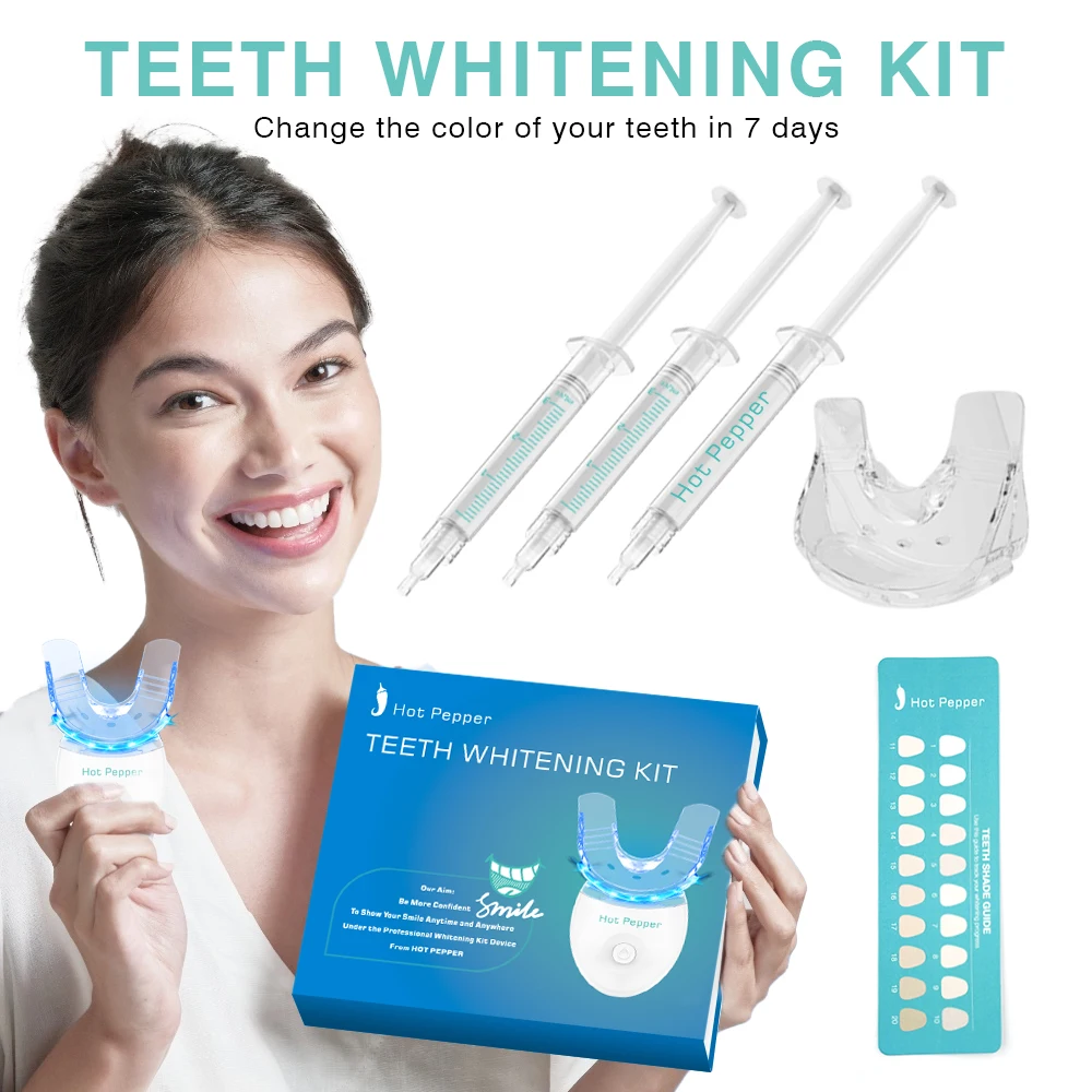 Professional Teeth Whitening Kit For Stain Removal Dental Bleaching System Cold LED Light Whitening Gel 9ml New