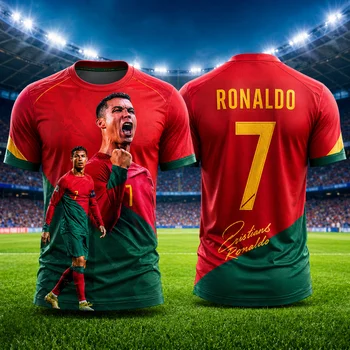 2026 New Ronaldo No.7 Football Jersey Oversized Breathable Training Uniform Soccer Shirt Kids Adult Match Fan Sportswear Tee 1