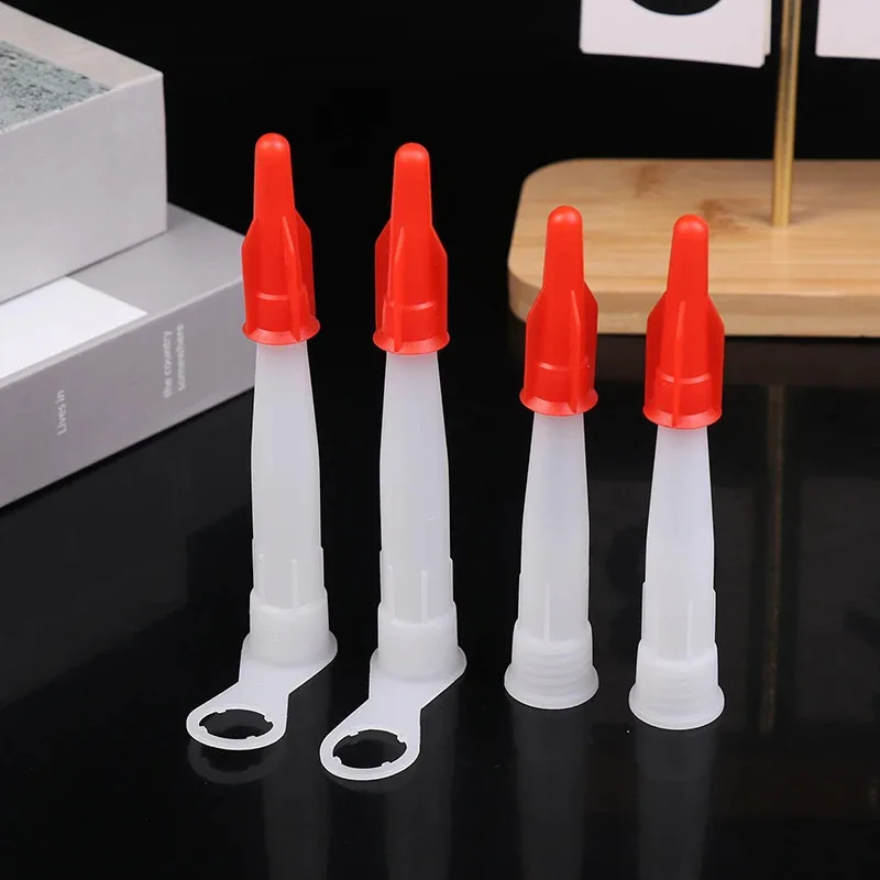 10Pcs 예비 실리콘 노즐 실란트 도구 키트 재밀봉 가능한 마스틱 카트리지 예비 노즐 코킹 파이프용 스크류 커버