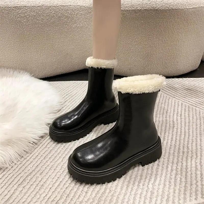 Winter Velvet Round Toe Thick Sole High Barrel Knight Boots for warmth and knee length boots Fashion Casual comfort Plus Size 42