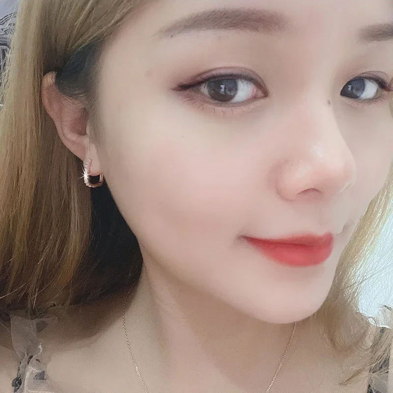 New trending 925 Sterling Silver classic Crystal Jewelry Fashion Zircon Circle Hoop Earrings for Woman Lady Wedding Party Gifts 5
