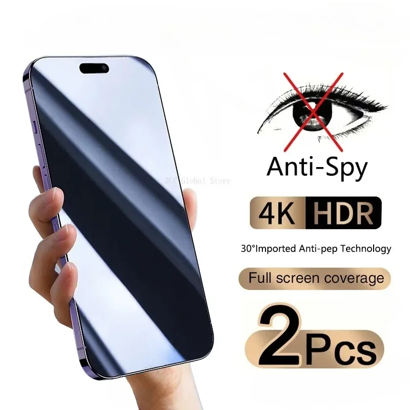 

2 шт., полная защита экрана от шпионов для iPhone 14 Pro Max 13 12 Mini 15, закаленное стекло для Apple 11 Pro XS Max 7 8Plus
