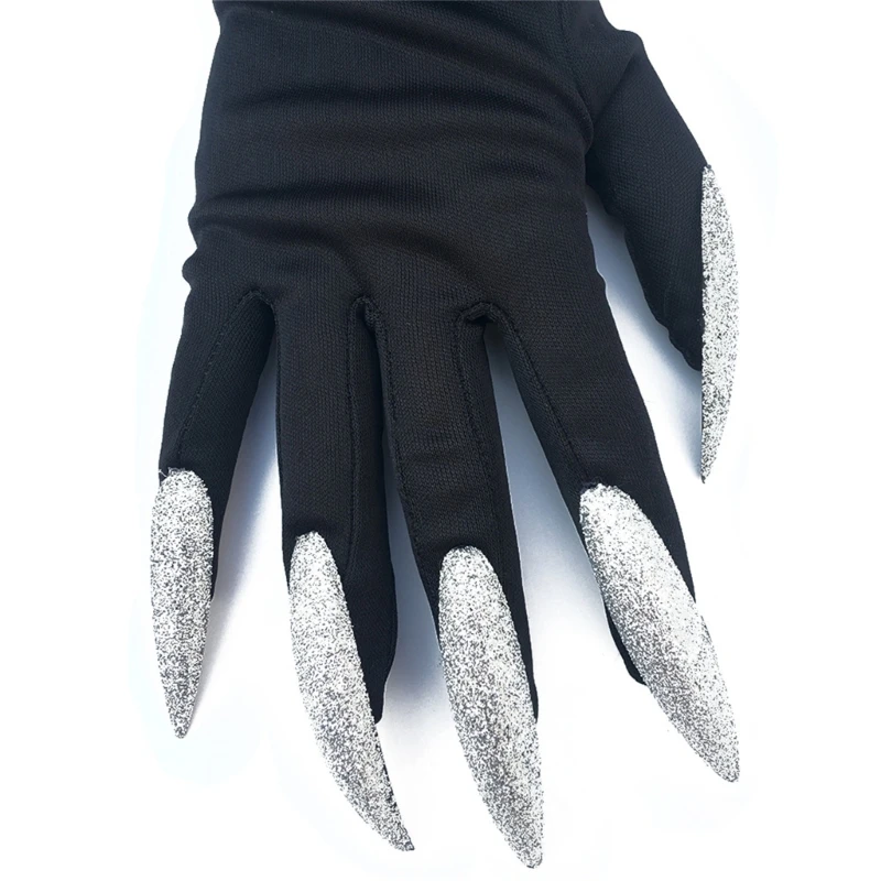 Scary Halloween Wolf Claw Gloves Handmade Fingernails Witches Hand Mardi Gras Long Nails Birthday Cosplay Costume