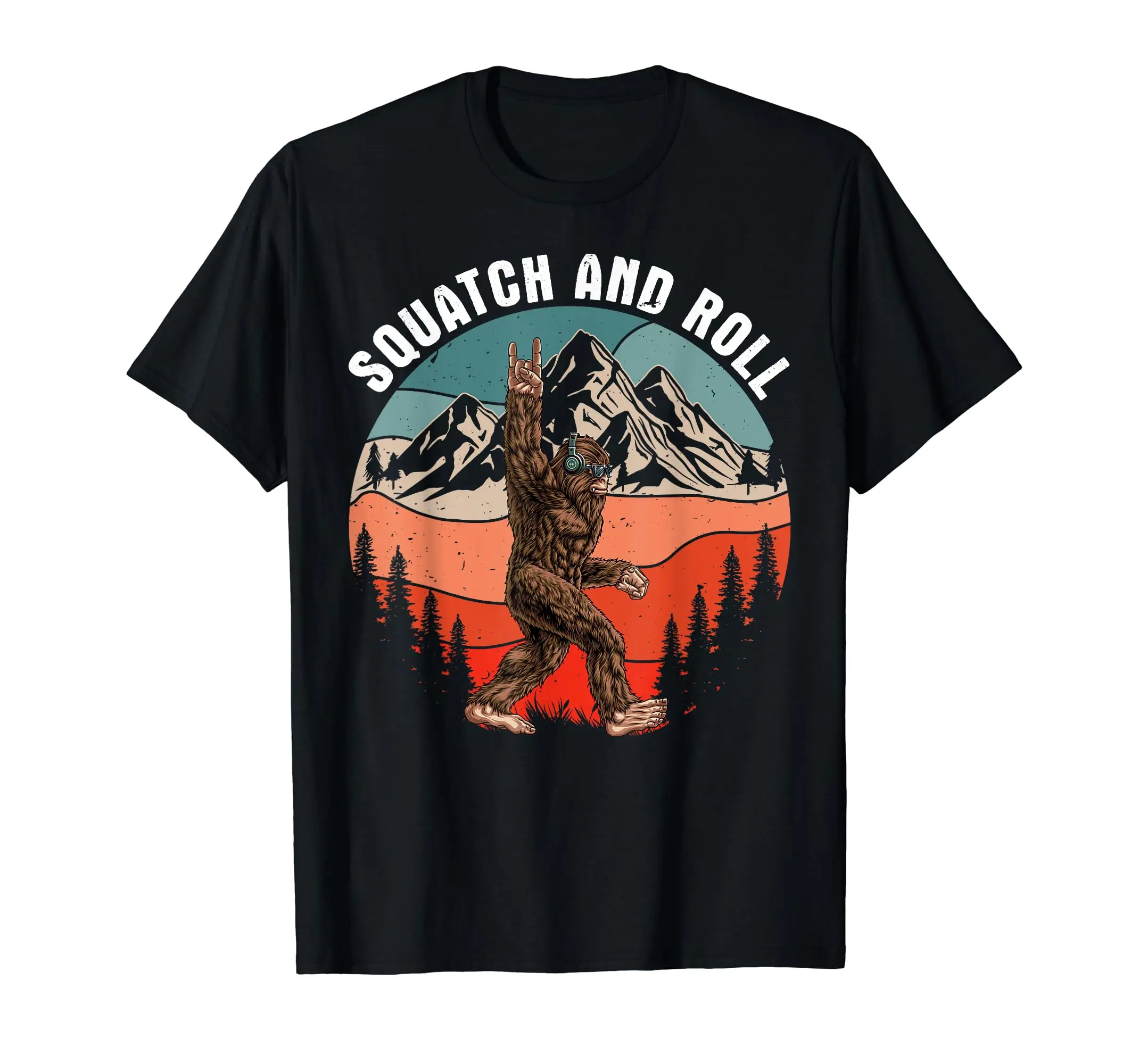 

Смешная футболка Bigfoot Squatch And Roll Dad Sasquatch Big Foot