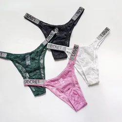 Woman 1 Pack Rhinestone Detail Colorblock Lace Hipsters Panties Girls Sexy Transparent Thong