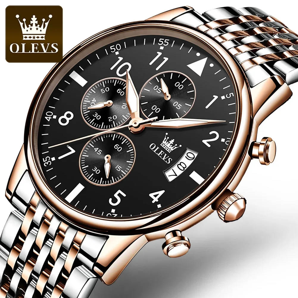 

OLEVS 2869 Quartz Mens Watches Top Brand Luxury Original Pilot Design Sport Stainless Steel Luminous Waterproof Wristwatch Gifts