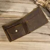 Crazy Horse Leather Short Wallet For Men Male Vintage Purse Wallet Card Holder Coins Purse Retro Fashion Men Wallet Dropshipping 2