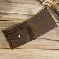 Crazy Horse Leather Short Wallet For Men Male Vintage Purse Wallet Card Holder Coins Purse Retro Fashion Men Wallet Dropshipping 2