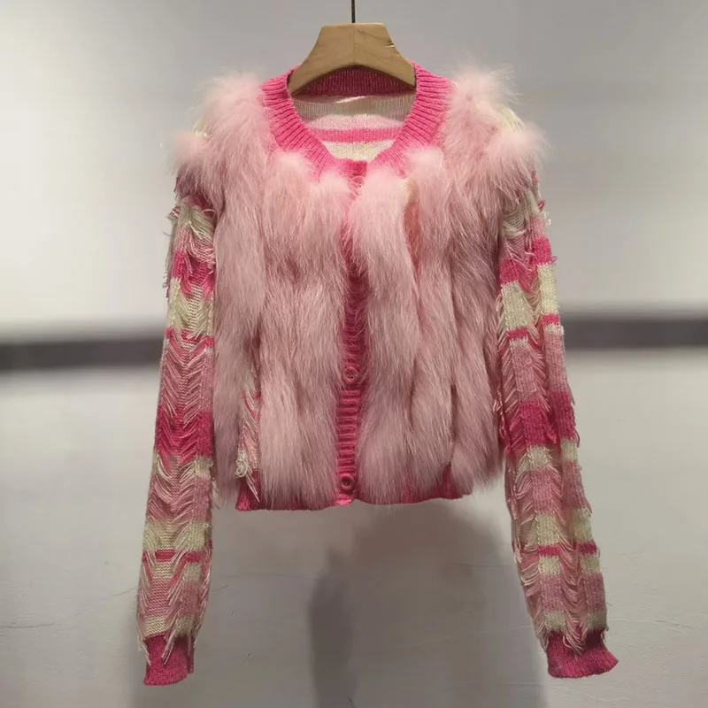 

Женская осенне-зимняя вязаная куртка с длинным рукавом, в полоску