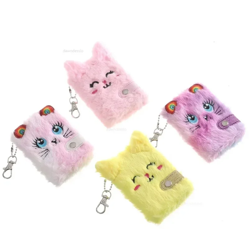 Notebook Cute Cat Plush Pendant Keychain For Girls Daily Planner Journal Book Note Pad Stationery