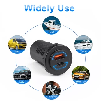 Caricabatteria da auto accendisigari 60W presa USB presa Quick Charge 4.0 PD 3.0 USB per 12V 24V moto barca Marine Truck ATV