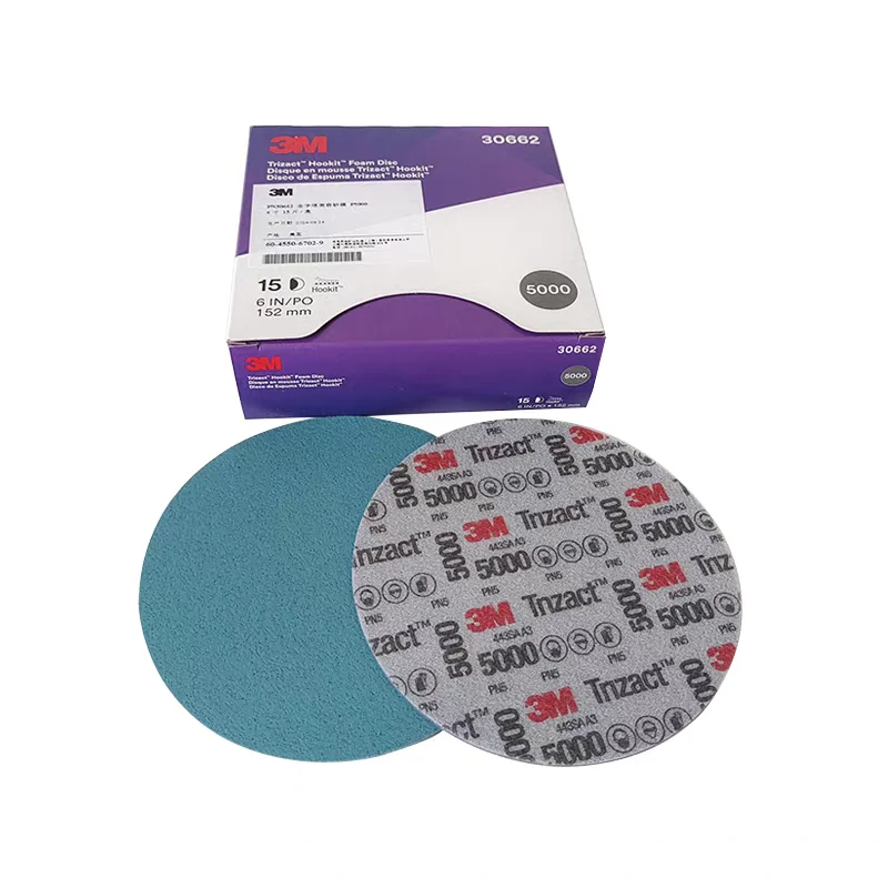 3M 30662 Trizact Sandpaper, 6-inch Back Velvet Grinding Discs, 5000 Mesh Precision Grinding, Fine Grinding, 15 Pieces