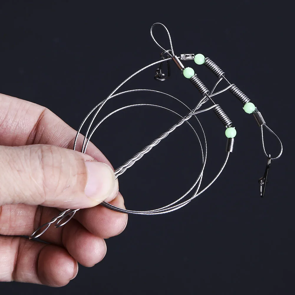 Stainless Steel Fishing Rigs Wire Leader Line Swivel Hooks Balance ...