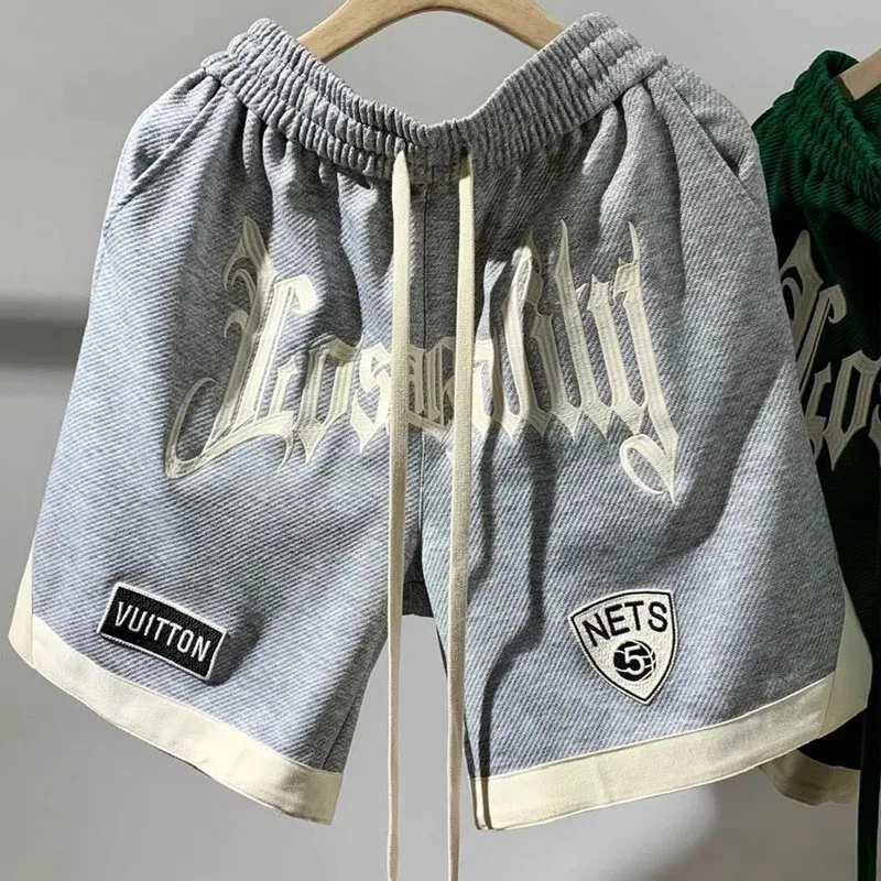 

Summer High Street Fashion Hip Hop Letter Printing Elastic Waist Quarter Pants Comfortable Casual Loose Motion All-match Shorts