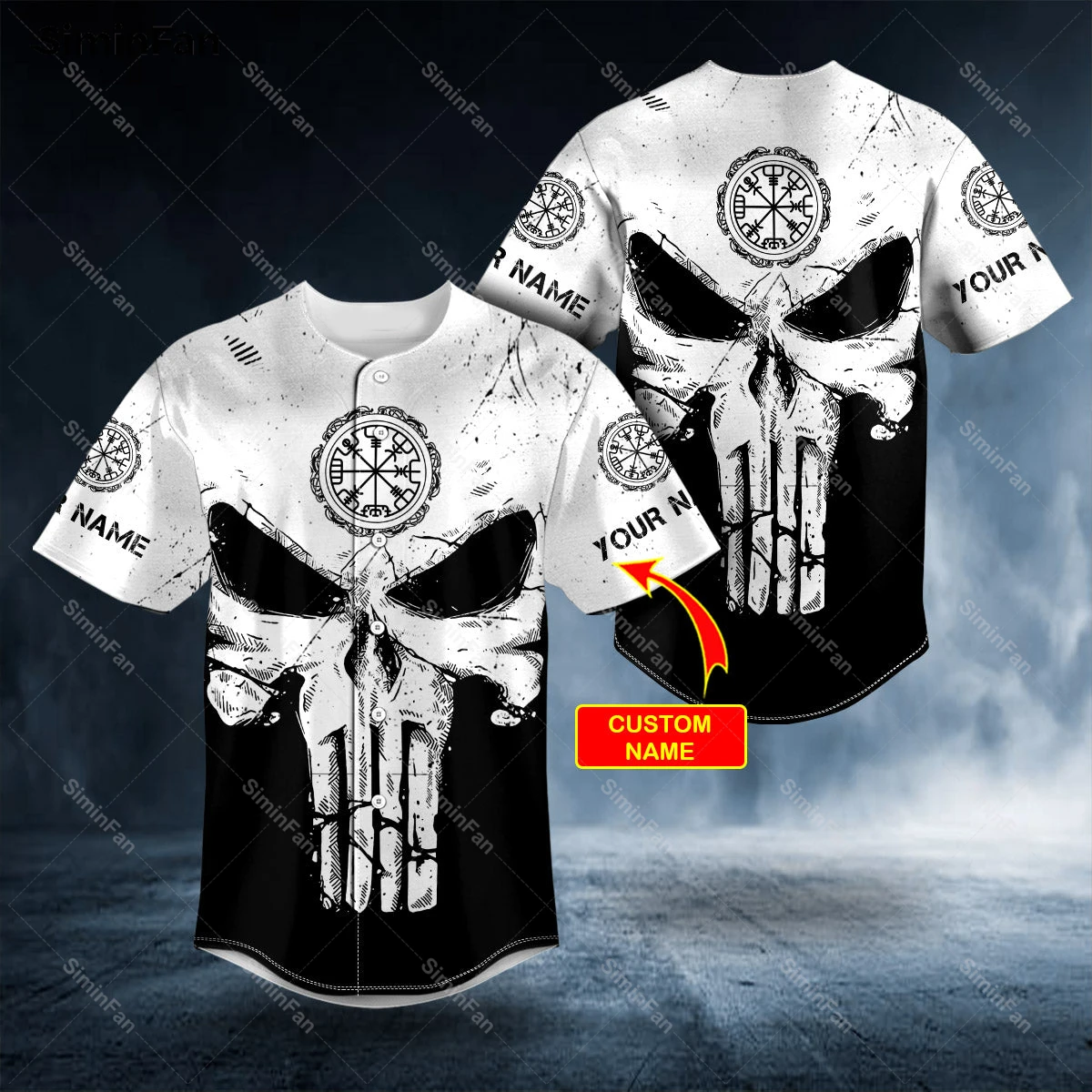 American Flag Punisher Skull 3D Printed Baseball Jersey Shirt Men Summer  Collarless Camisa Unisex Hawaiian Tshirt Female Tee Top