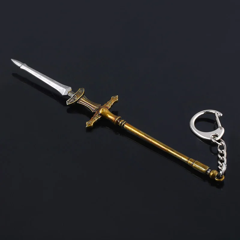 Game Dark Soul Weapon Keychain Anime Dragon Serpent-Hunter 3D Mimi Cartoon Spear Metal Pendant Keyring Jewelry Cosplay Gift