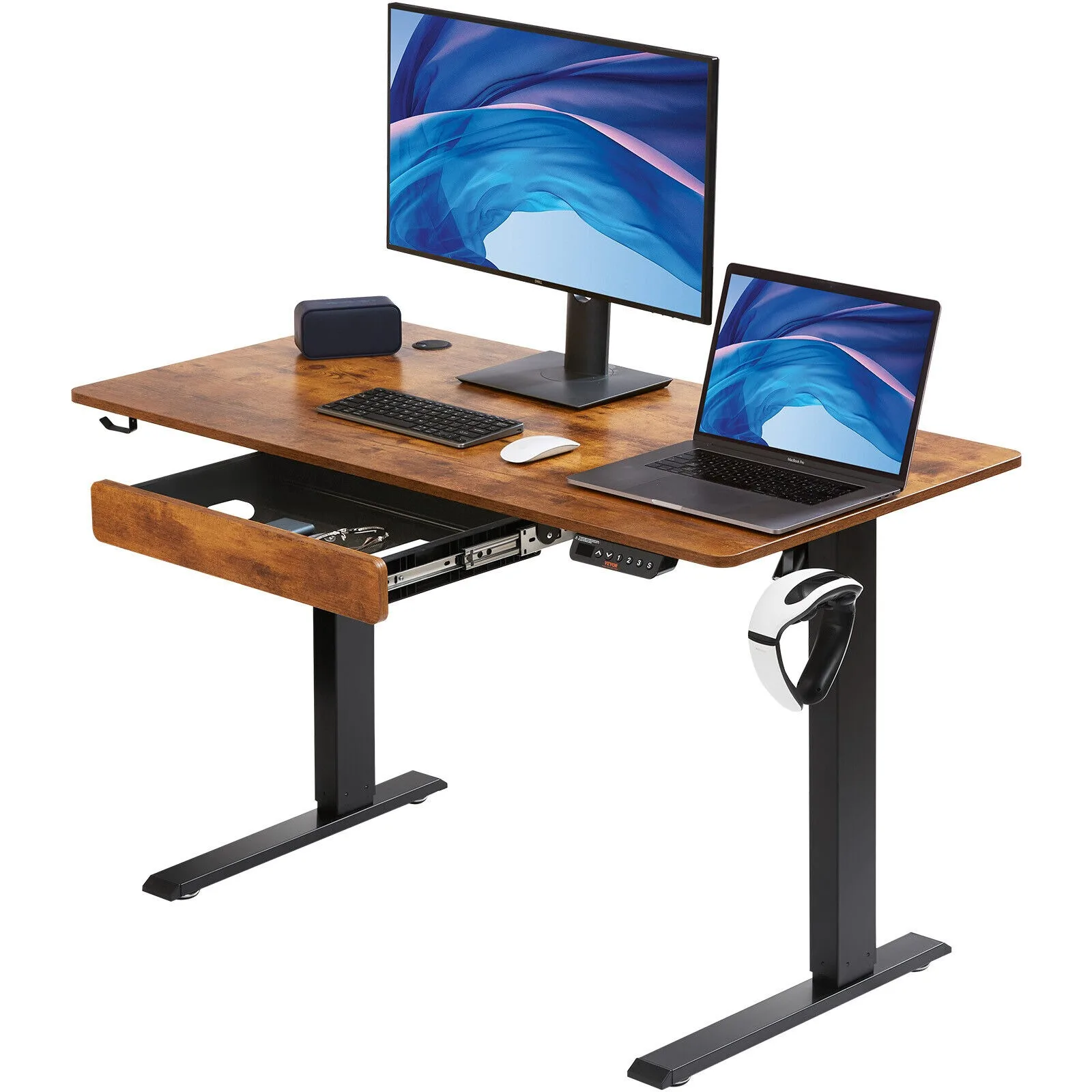 

US Adjustable Height Standing Desk Electric with Drawer/Monitor Riser Home