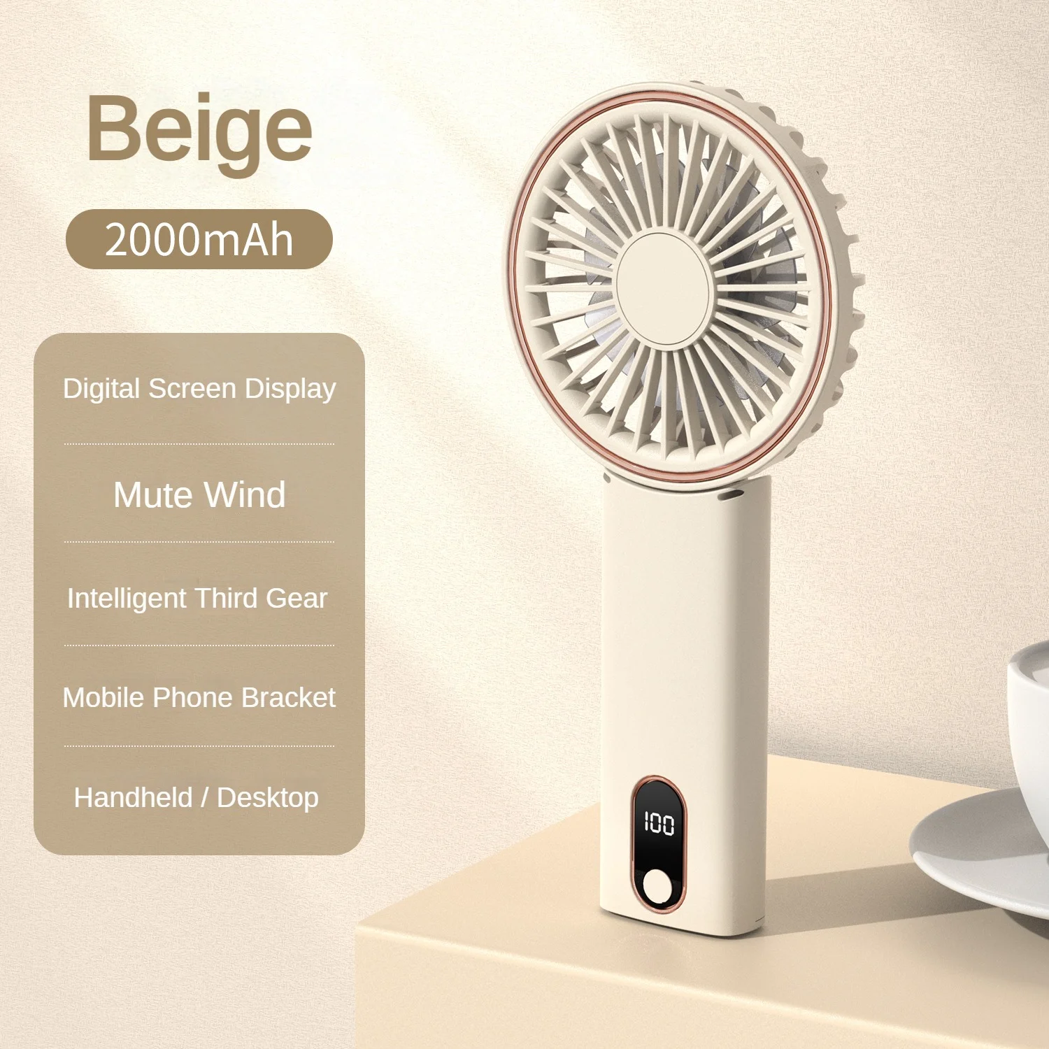 Hand Fan Portable Fan Handheld Ultra Slim Mini Fan Portable USB Charging Foldable Desktop