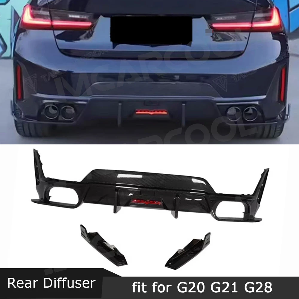 

Carbon Fiber Rear Diffuser Splitter for BMW 3 Series G20 G21 G28 LCI M Sports 2023+ Bumper Guard Protector FRP Car Accessories