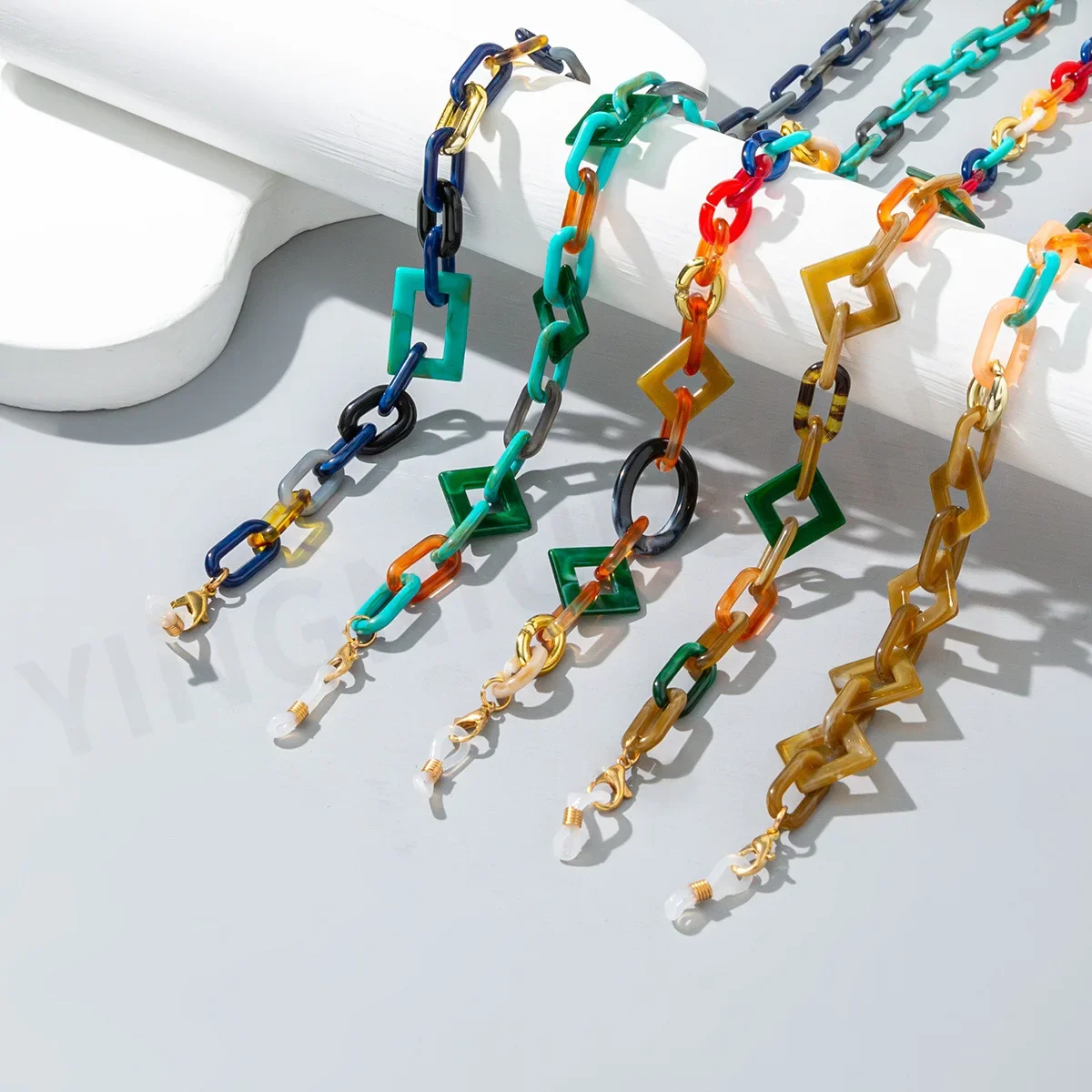 

Colorful Mixed Acrylic Hanging Neck Glasses Rope Glasses Chain Fashion Geometric Anti-lost Sunglasses Chains