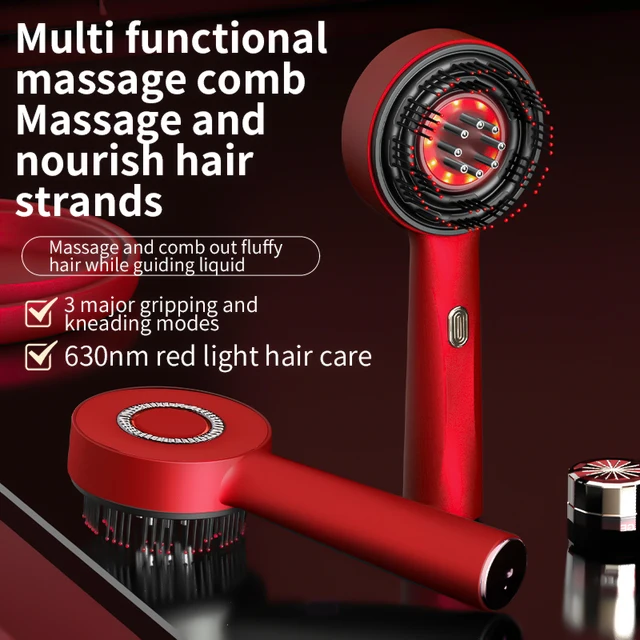 Electric Vibration Massage Comb Red Light Therapy Hair Growth Massage Scalp Brush Anti Hair Loss Liquid Oil Applicator