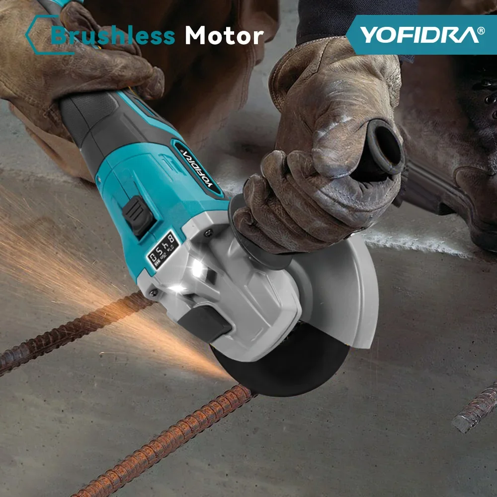 125mm Brushless Electric Angle Grinder LED Digital Display 3 Gear Cordless Polishing Woodworking Tool For Makita 18V Battery 6