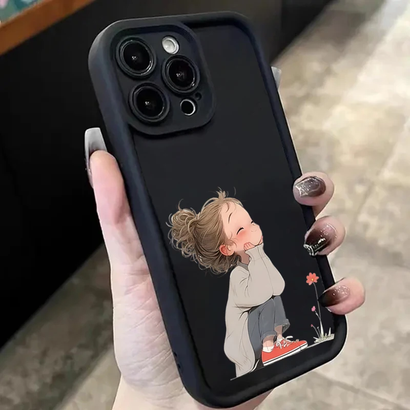 Minimalist Angry Girl Illustration Phone Case Cover