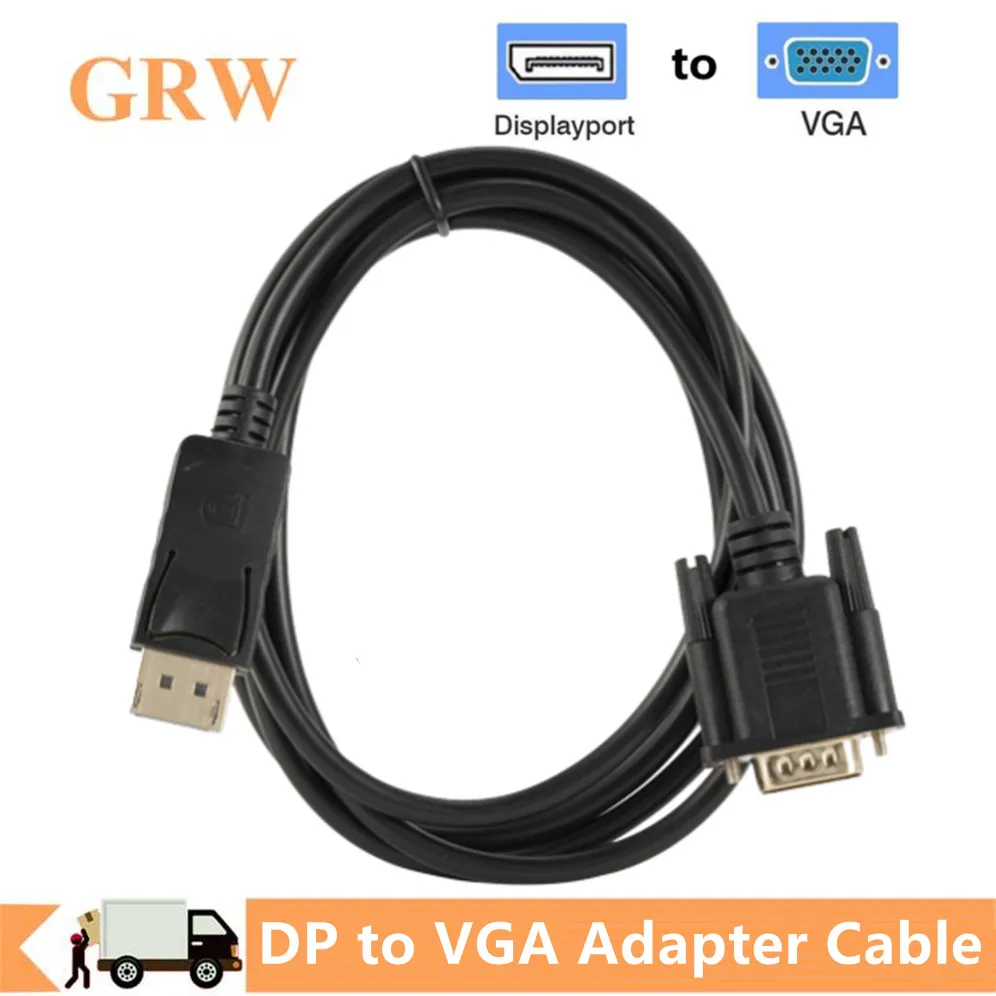 

Grwibeou DisplayPort DP to VGA Adapter Cable 1.8M Male to Male Converter Cable for PC Computer Laptop HDTV Monitor Projector