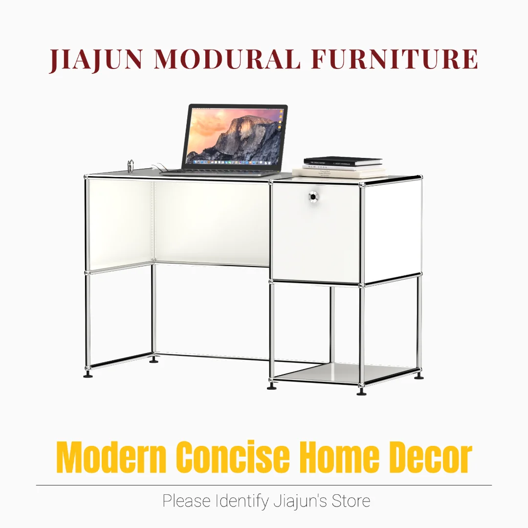 Modern Modular Metal Desk with Storage Cabinet｜Open Frame Writing Table｜Custom Color Office Furniture