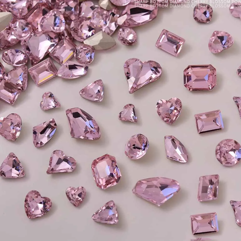 50 Stück 3D Spitzglas Nail Art Strass Edelsteine Klar Rosa Champagner Kristall Diamant Charms Juwelen Funkelnder Stein Nageldekoration – Detail 6