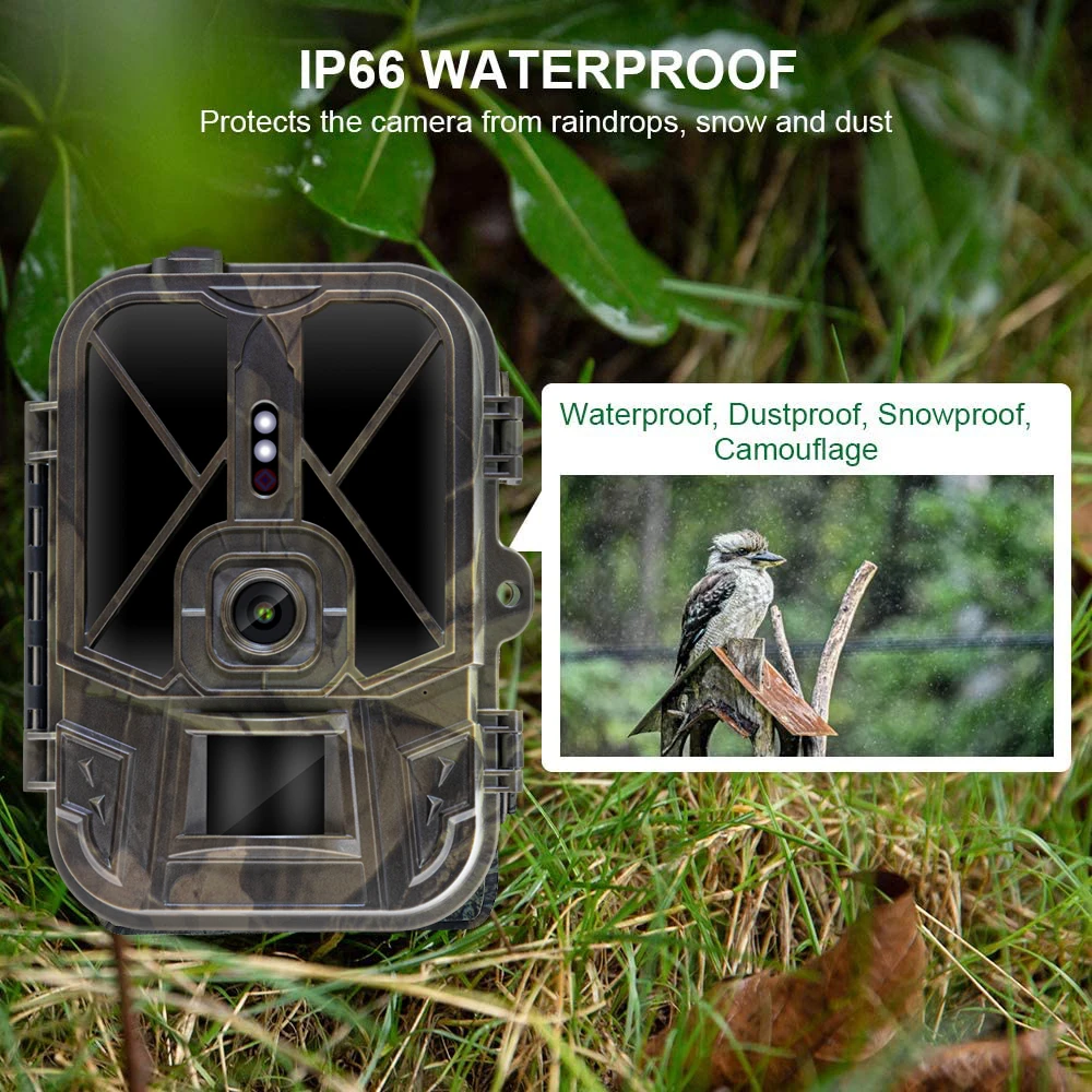 Outdoor 50MP 4K Trail Hunting Camera With 10000Mah Lithium Battery Night Vision Photo Traps Wild Surveillance Trap Game Cam