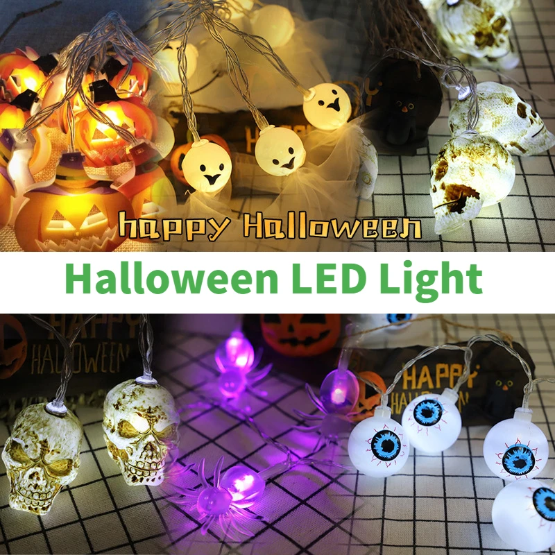 

300cm 20LED Halloween LED String Lights Portable Pumpkin Ghost Skeletons Lights for Home Bar Halloween Party Decor Supplies 2023