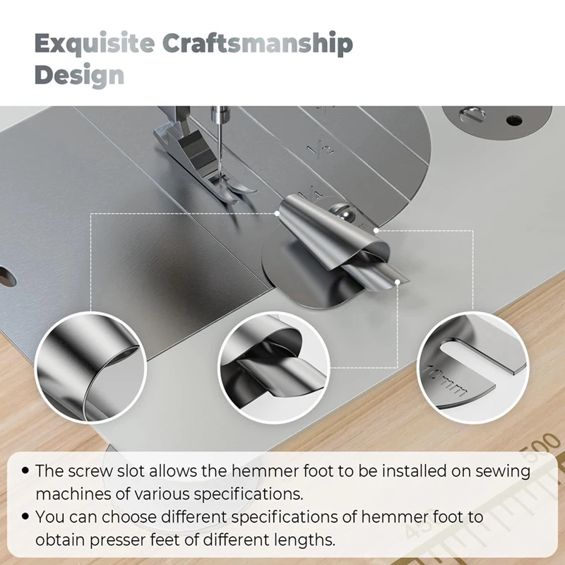 8Pcs Universal Sewing Rolled Hemmer Foot For Sewing Machine, Rolls Hemming Attachement Rolled Seam Presser Foot (3-10MM)