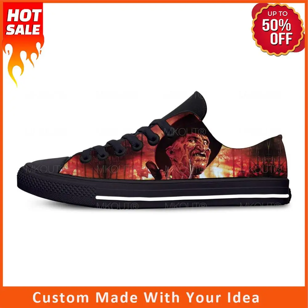 

Kruege Horror Scary Halloween Fashion Cool Freddy Casual Cloth Shoes Low Top Lightweight Breathable 3D Print Men Women Sneakers