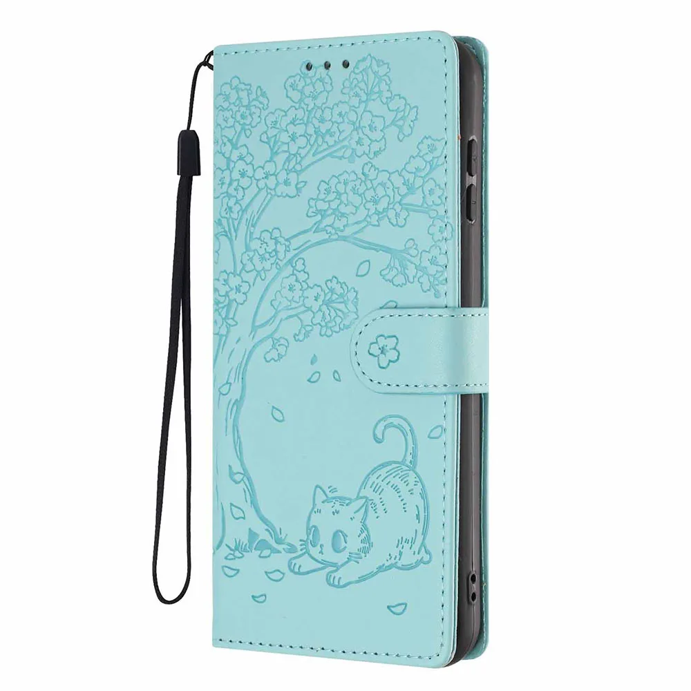 Tree Cat Leather Wallet Flip Case with Card Holder Cover