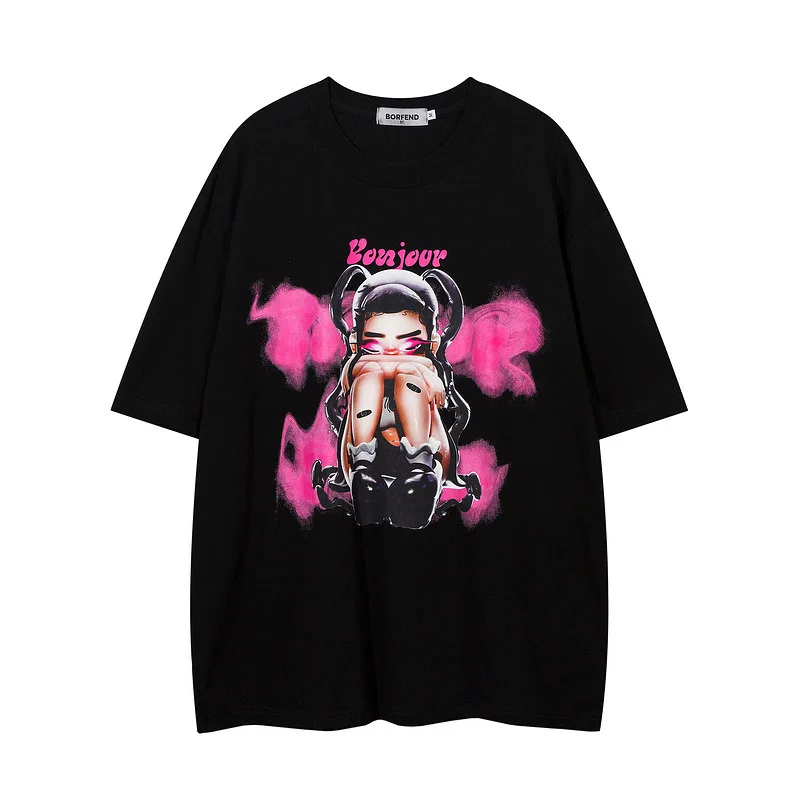 

2023 New Summer High Street Mens T Shirts High Street Short Sleeve for Men Hiphop Style Oversized Mens T Shirt Drop Shipping