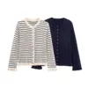 Women's 2025 New Sweater Autumn Fashion Beige Striped Elastic Knitted Sweater Women's Autumn Street Chic Warm Youth Sweater