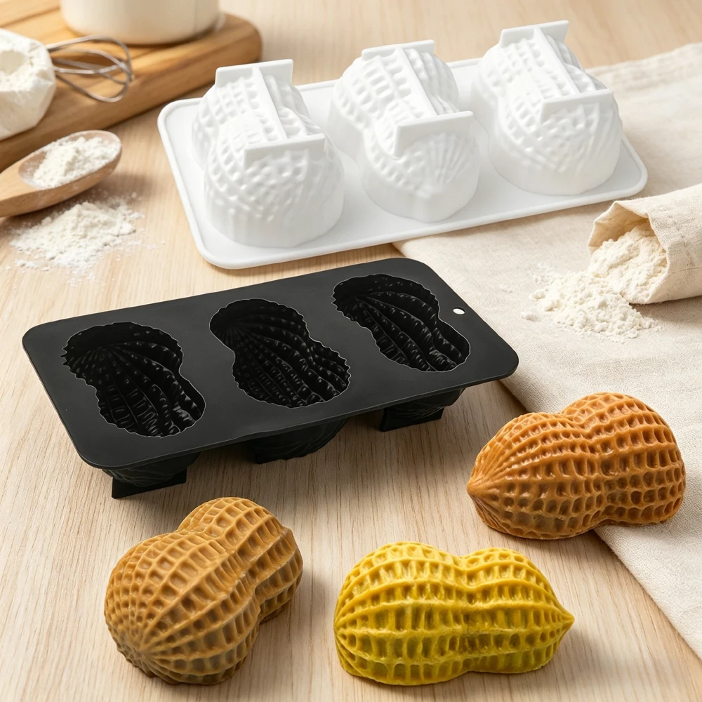 1 or 3 or 4-Cell Peanut Design Silicone Chocolate Mold Food Grade Kitchen Dessert Bakeware French Mousse Cake Mould Pastry Tools