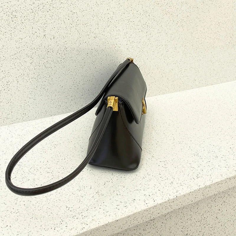 Fashion Solid Color Underarm Bags PU Leather Shoulder Bags for Women Design Luxury Small Handbag Female Subaxillary Clutches